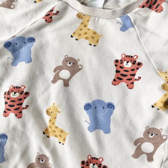 🪴5/$30 H&M 9-12 Months Animal Tiger Giraffe Elephant Cream Crewneck Sweatshirt - Picture 3 of 4